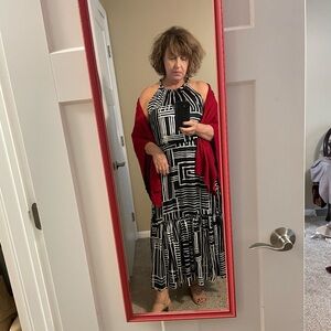 CHICO'S Black & White Halter Maxi NWT